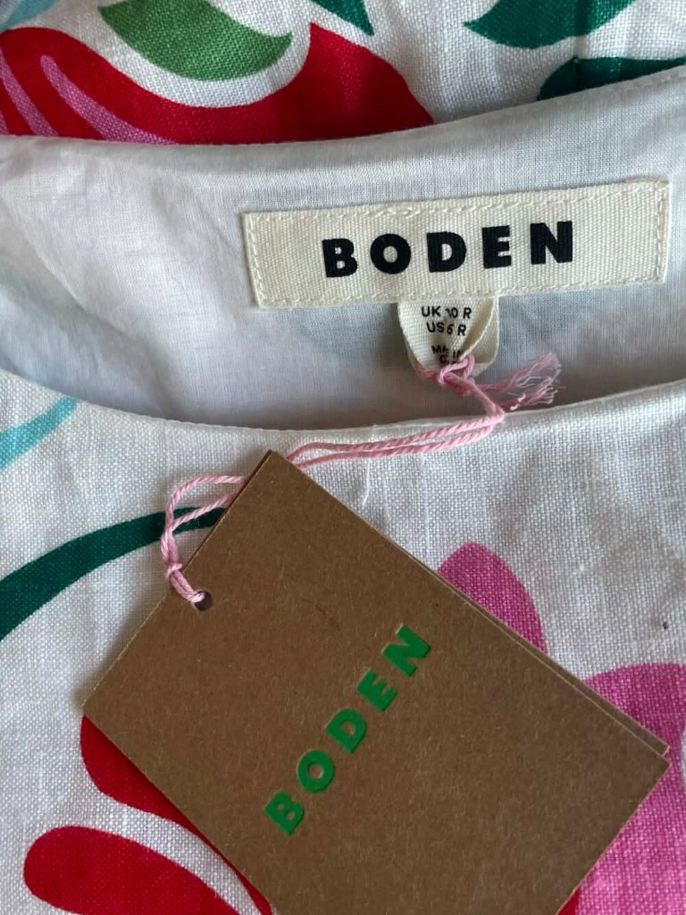 NWT Boden Linen Flute Sleeve Dress Size 6R  Floral  Dress - Picture 7 of 9